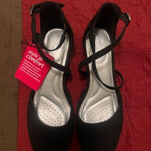 New Black Ankle Strap Heels